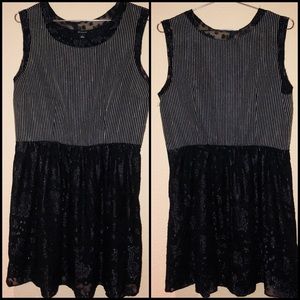 Black and white dress, with shine.